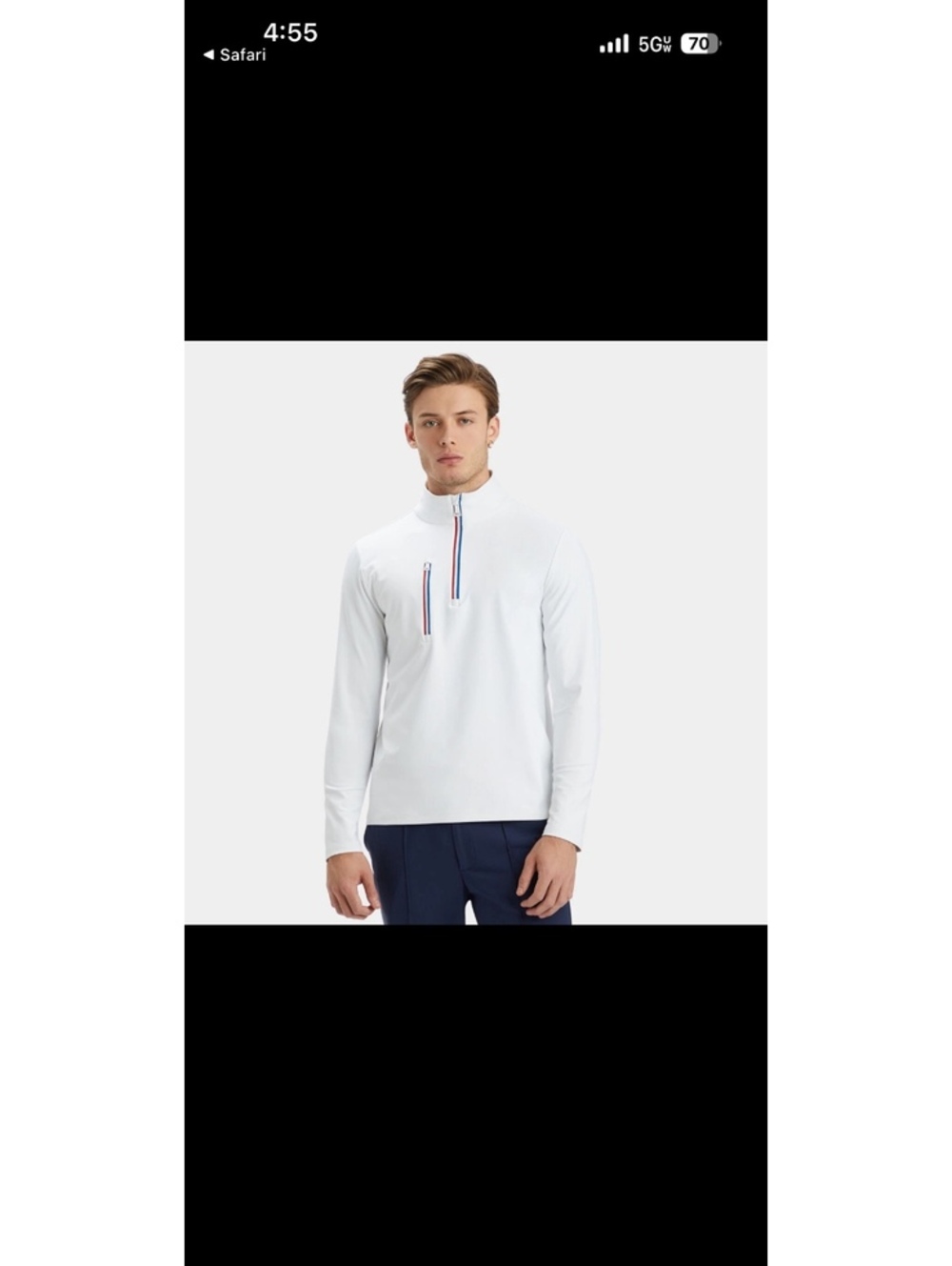 G/Fore Daytona Tech Interlock Pullover Mens L White Snow ¼ Zip Golf Hickory Logo